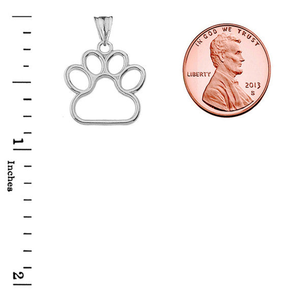 Solid Gold Dainty Dog Paw Print Pendant Necklace(Available In Yellow/Rose/White Gold) (0.80'')