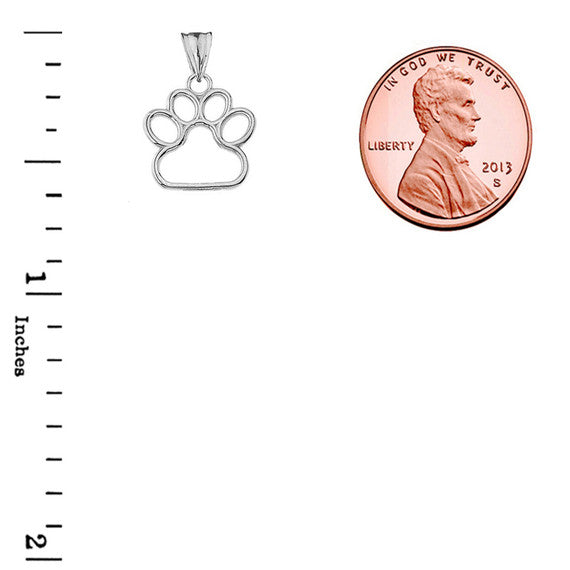Dainty Dog Paw Print Pendant Necklace In Sterling Silver (0.66'')
