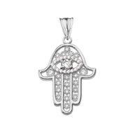 Chic Hamsa Evil Eye Pendant Necklace in Gold (Yellow/Rose/White Gold)
