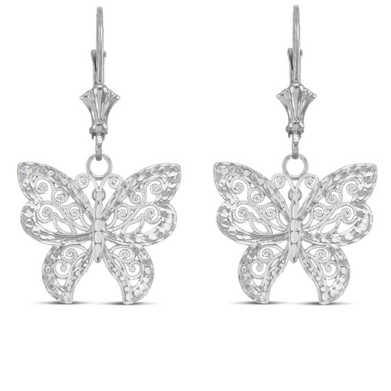 Filigree Butterfly Earrings in Sterling Silver