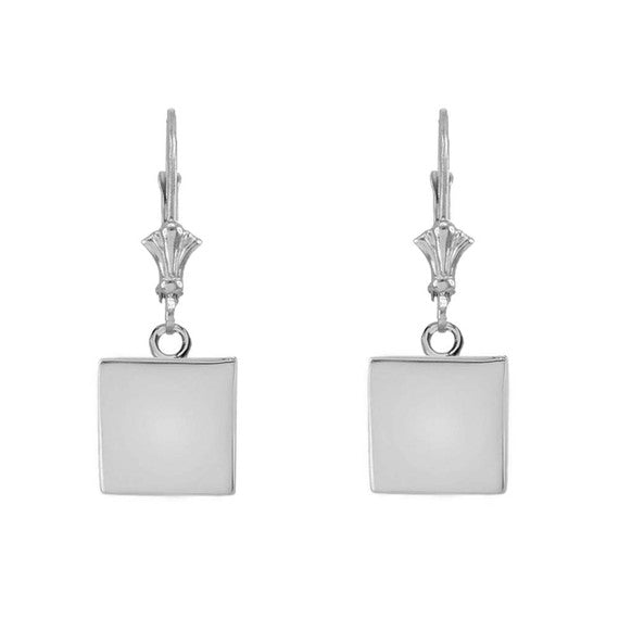 Solid Simple Square Shaped Leverback Earrings(Available in Yellow/Rose/White Gold)