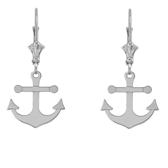 Dainty Sleek Anchor Earrings in Sterling Silver