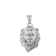 Solid Gold Lion Head Pendant Necklace In (Yellow/Rose/White)