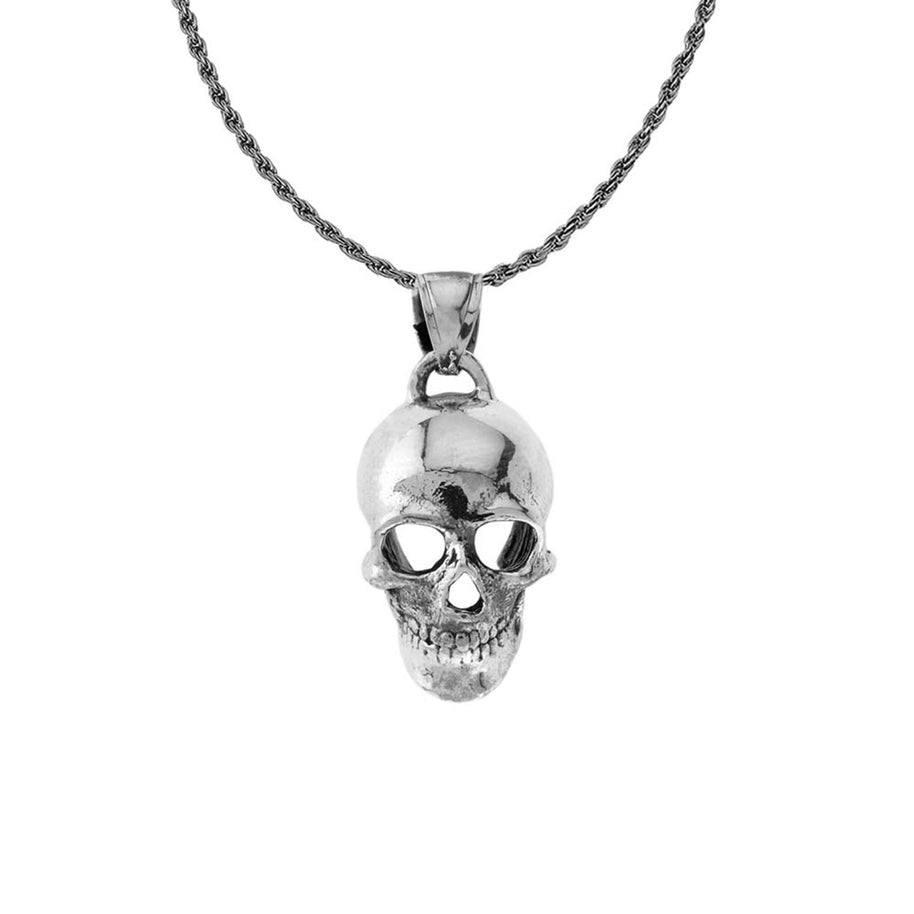 Classic Skull Pendant Necklace in Sterling Silver