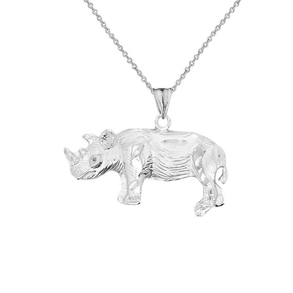 Rhino Pendant Necklace In Gold (Yellow/Rose/White)