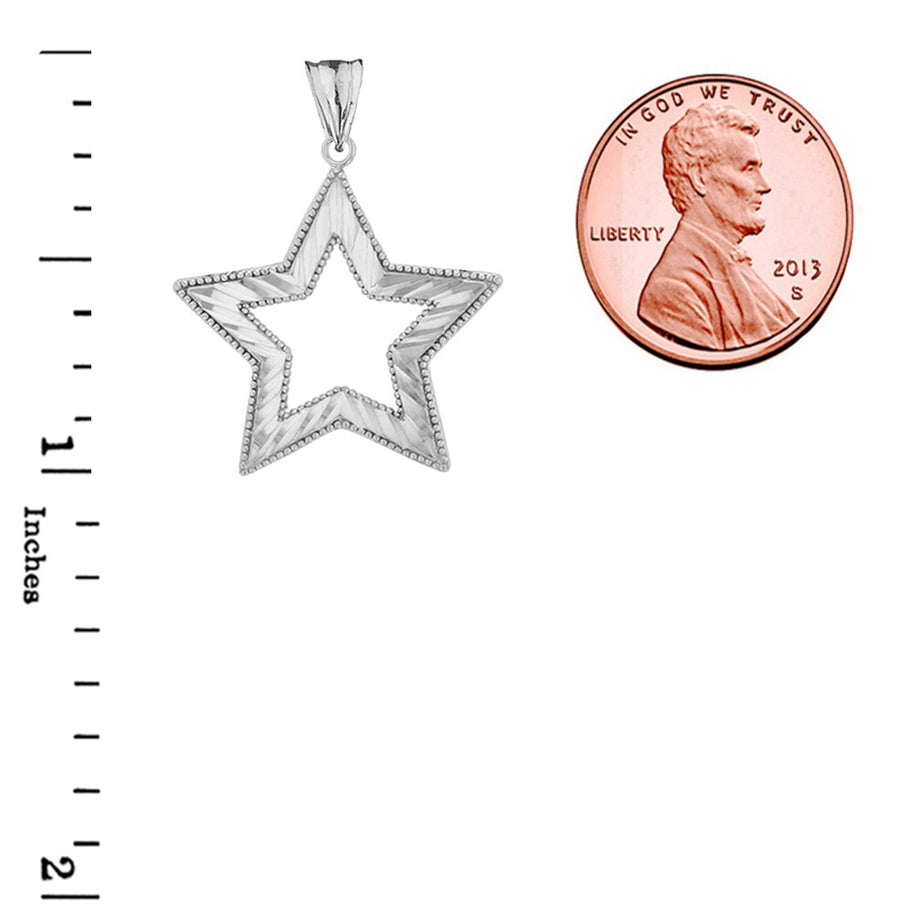 Chic Sparkle Cut Star Pendant Necklace in Sterling Silver