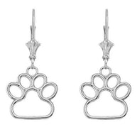 Dainty Dog Paw Print LeverBack Earring In Sterling Silver (Small)