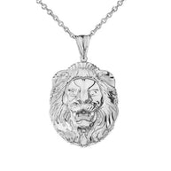 Gold Bold Lion Statement Pendant Necklace (Large) (Available in Yellow/Rose/White Gold)