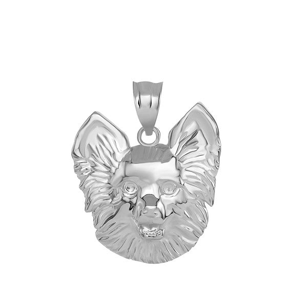 Solid Gold Pomeranian Dog Head Pendant Necklace (Available in Yellow/Rose/White Gold)