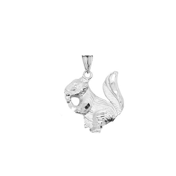 Squirrel Pendant Necklace In Sterling Silver