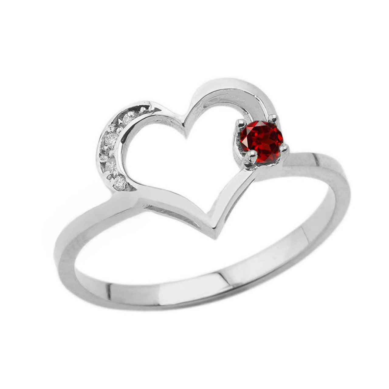 Gold Custom Birthstone Diamond Heart Ring (Available in Yellow/Rose/White Gold)