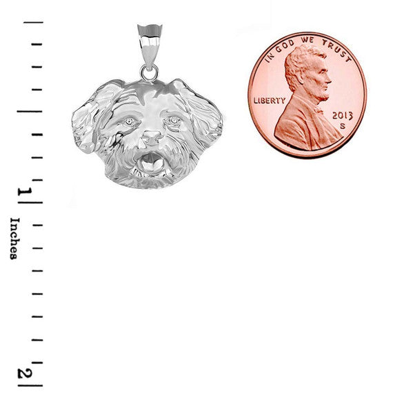 Pomeranian Dog Head Pendant Necklace in Sterling Silver