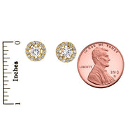 14K Gold Halo Diamond Stud Earrings (Available in Yellow/Rose/White)