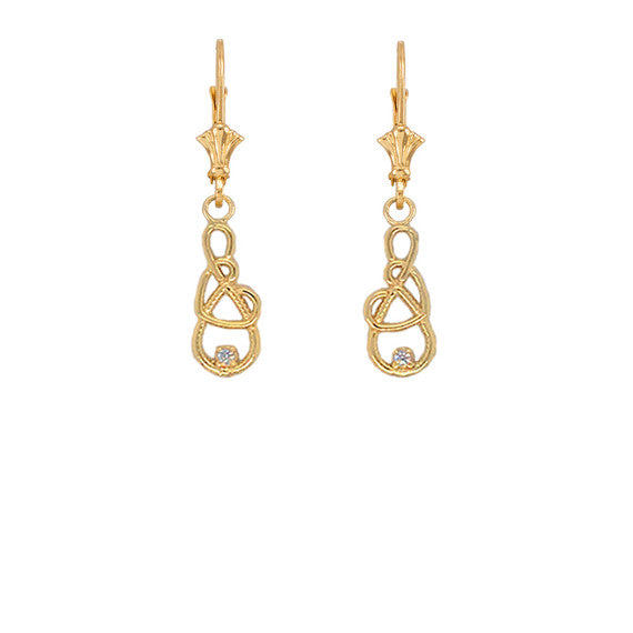 Gold Infinity Heart Diamond Leverback Earrings (Available in Yellow/Rose/White Gold)