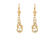 Gold Infinity Heart Diamond Leverback Earrings (Available in Yellow/Rose/White Gold)