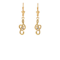 Dainty Diamond Treble Clef Heart Music Note Earrings (Available in Yellow/Rose/White Gold)