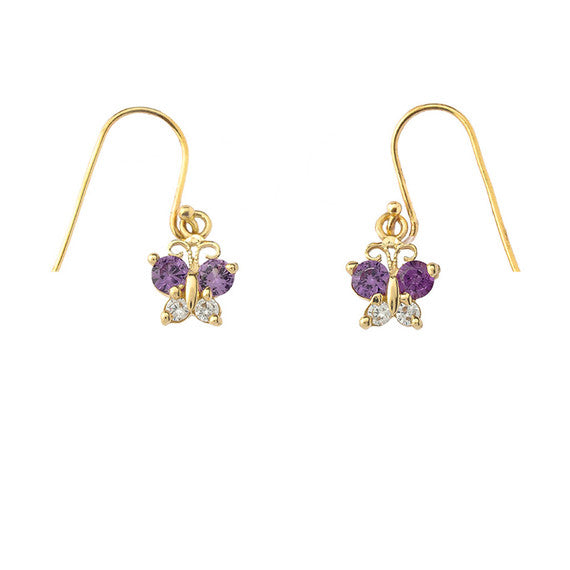 Mini Butterfly with Birthstones Earrings in Gold (Yellow/Rose/White)