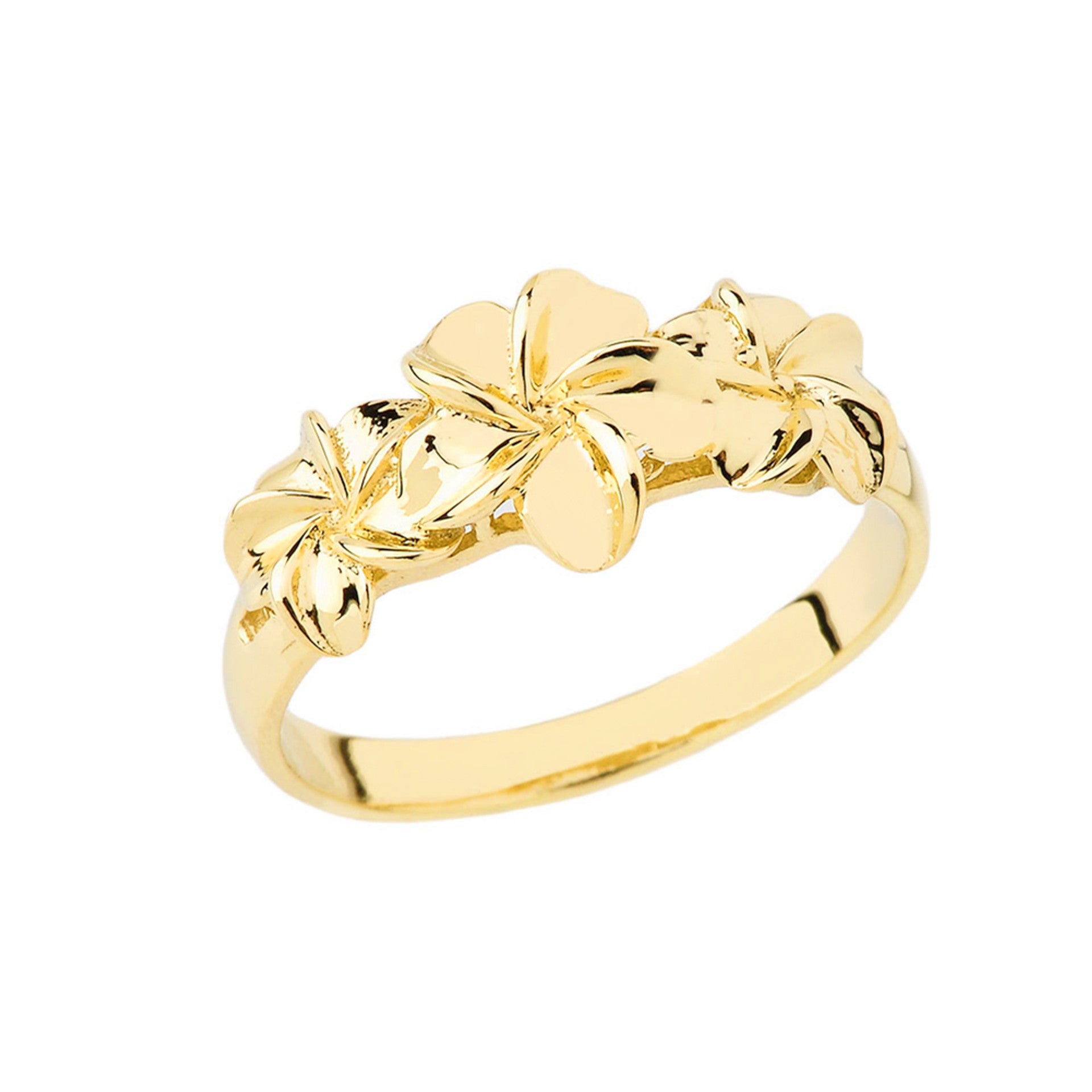 Gold Hawaiian Plumeria Flower Ring (Available in Yellow Gold, Rose Gold, White Gold)