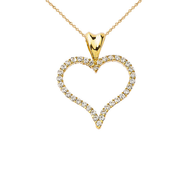 Gold Diamond Heart Pendant Necklace (Available in Yellow/Rose/White Gold)