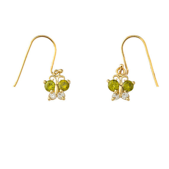 Mini Butterfly with Birthstones Earrings in Gold (Yellow/Rose/White)