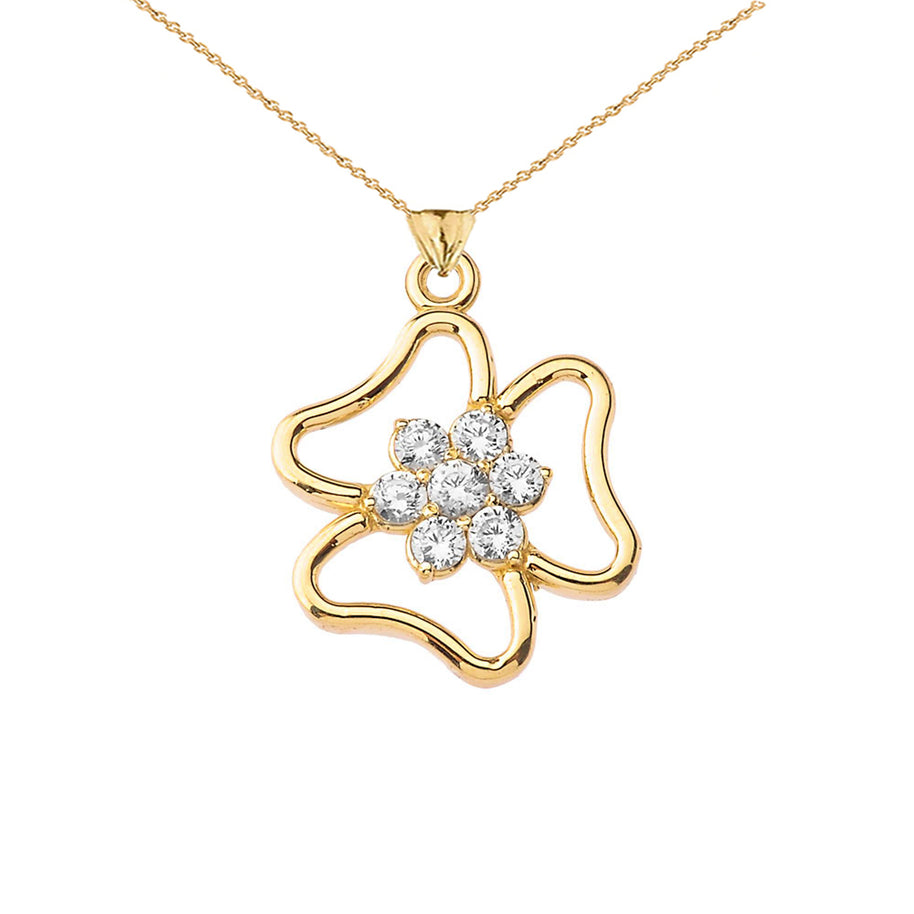 Three Leaf Clover Pendant in Gold (Yellow/Rose/White)