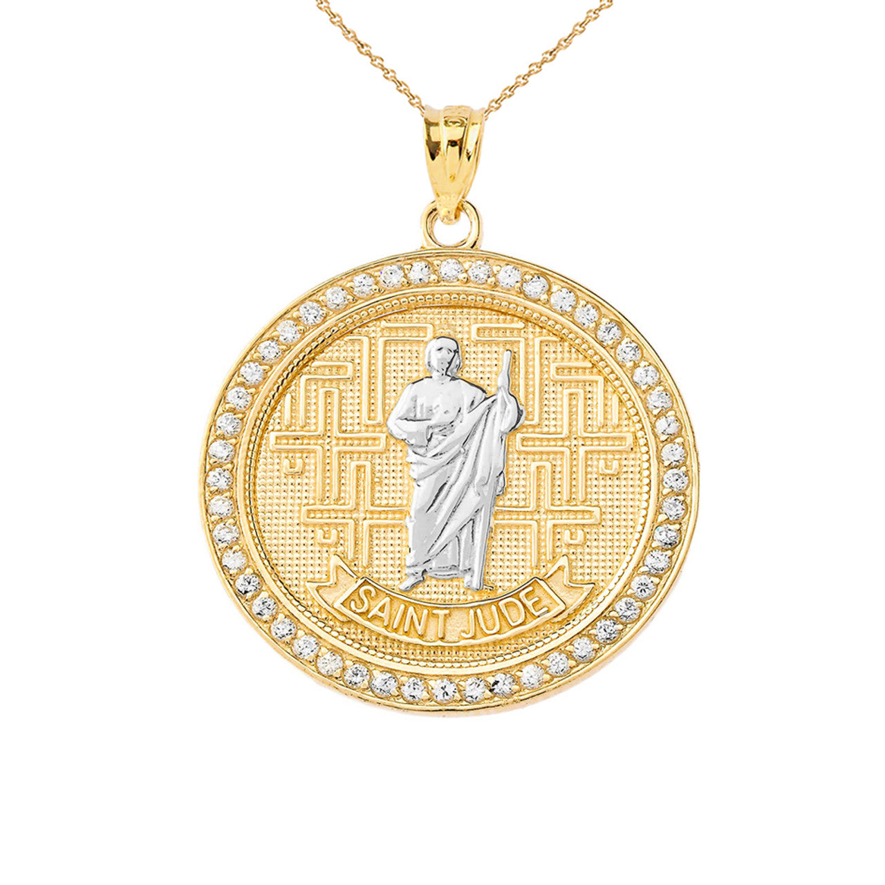 Gold Religious Patron Saint Helena Oval Medallion Pendant Necklace (Available in Yellow/Rose/White) (Copy)