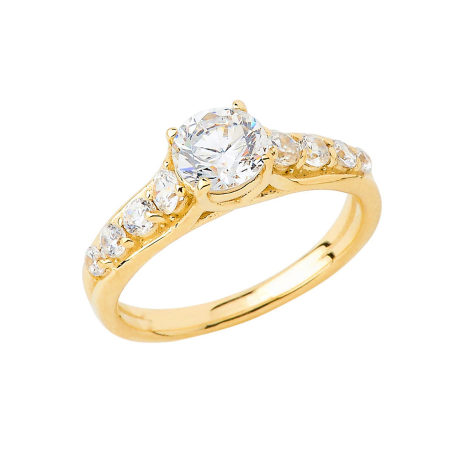 Gold Cubic Zirconia Engagement Ring (Available in Yellow/Rose/White Gold)