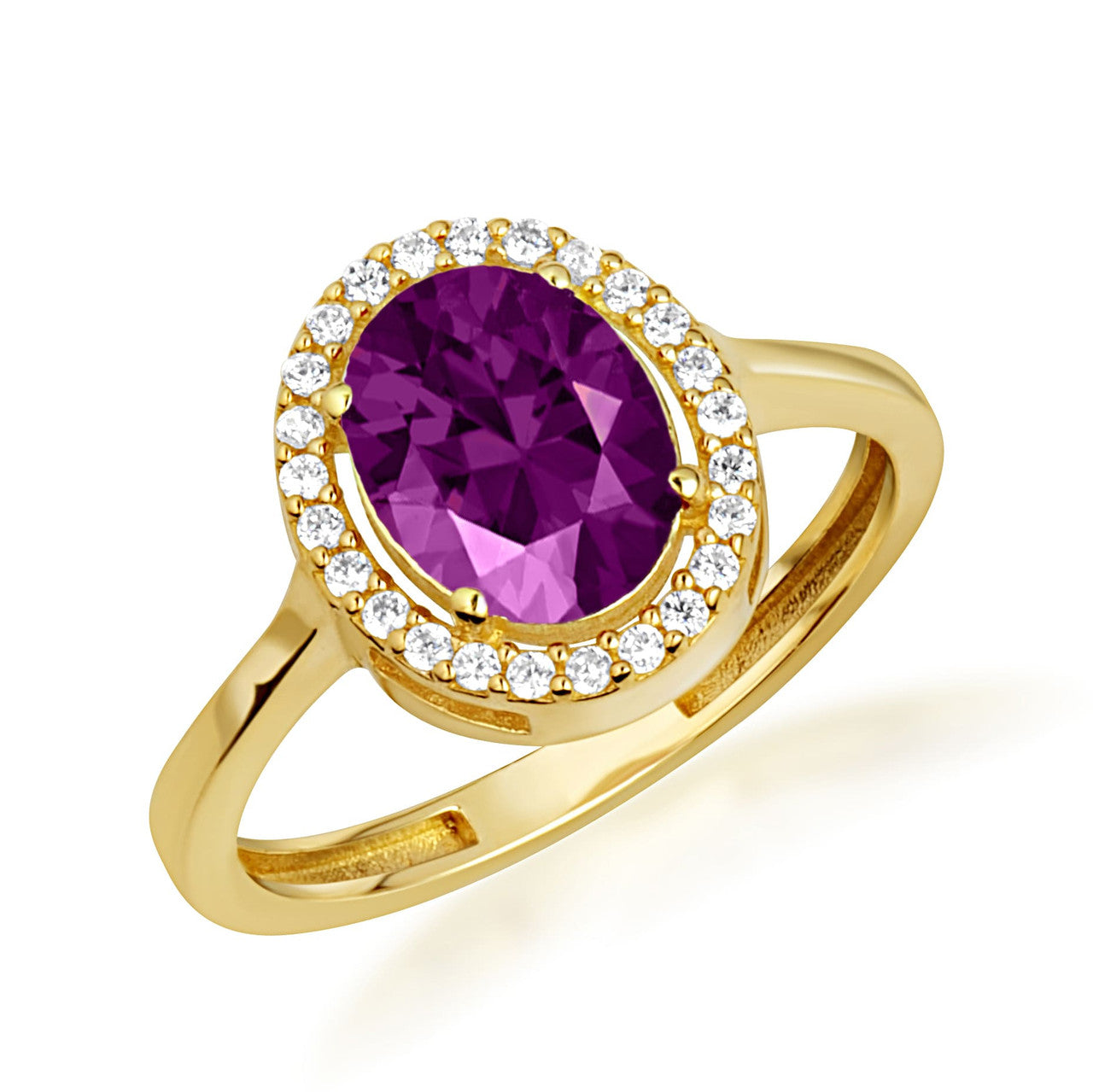Gold Personalized Halo Birthstone Ring (Available in Yellow/Rose/White Gold)