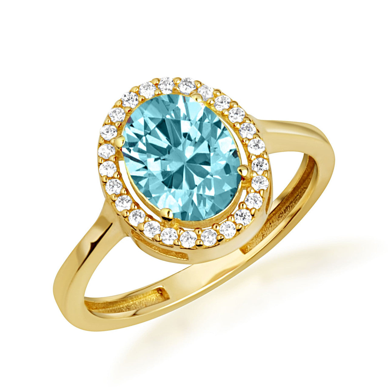 Gold Personalized Halo Birthstone Ring (Available in Yellow/Rose/White Gold)