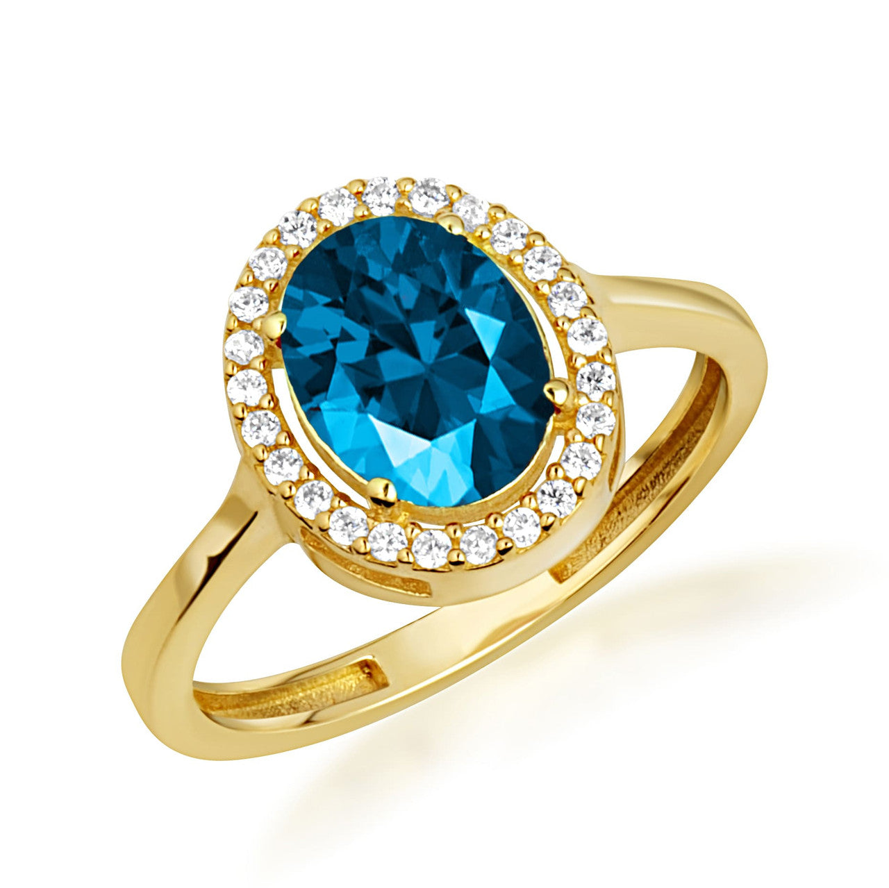 Gold Personalized Halo Birthstone Ring (Available in Yellow/Rose/White Gold)
