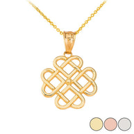Gold Woven Celtic Hearts Pendant Necklace (Available in Yellow/Rose/White)