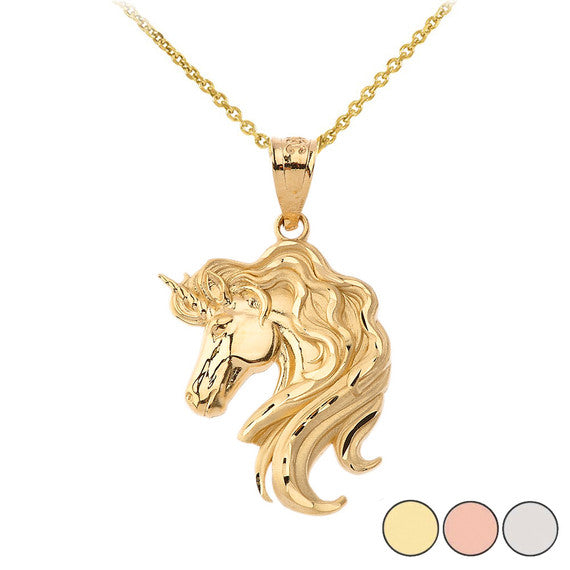 Mythical Unicorn Pendant Necklace in Gold (Available in Yellow/Rose/White Gold)