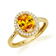 Gold Personalized Halo Birthstone Ring (Available in Yellow/Rose/White Gold)