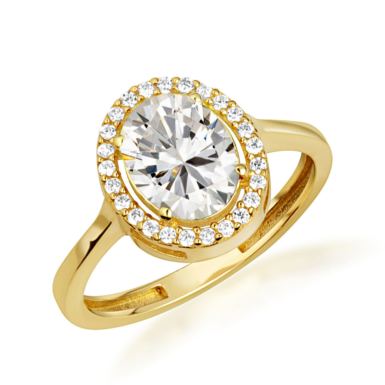 Gold Personalized Halo Birthstone Ring (Available in Yellow/Rose/White Gold)