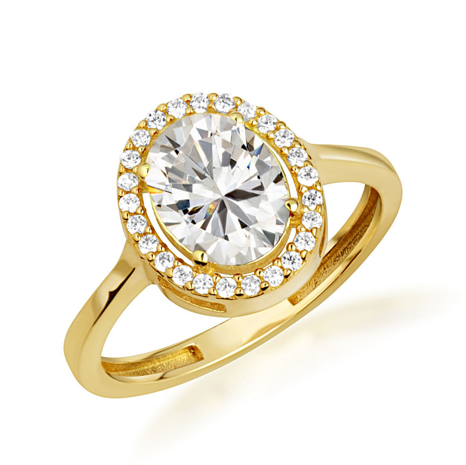 Gold Personalized Halo Birthstone Ring (Available in Yellow/Rose/White Gold)
