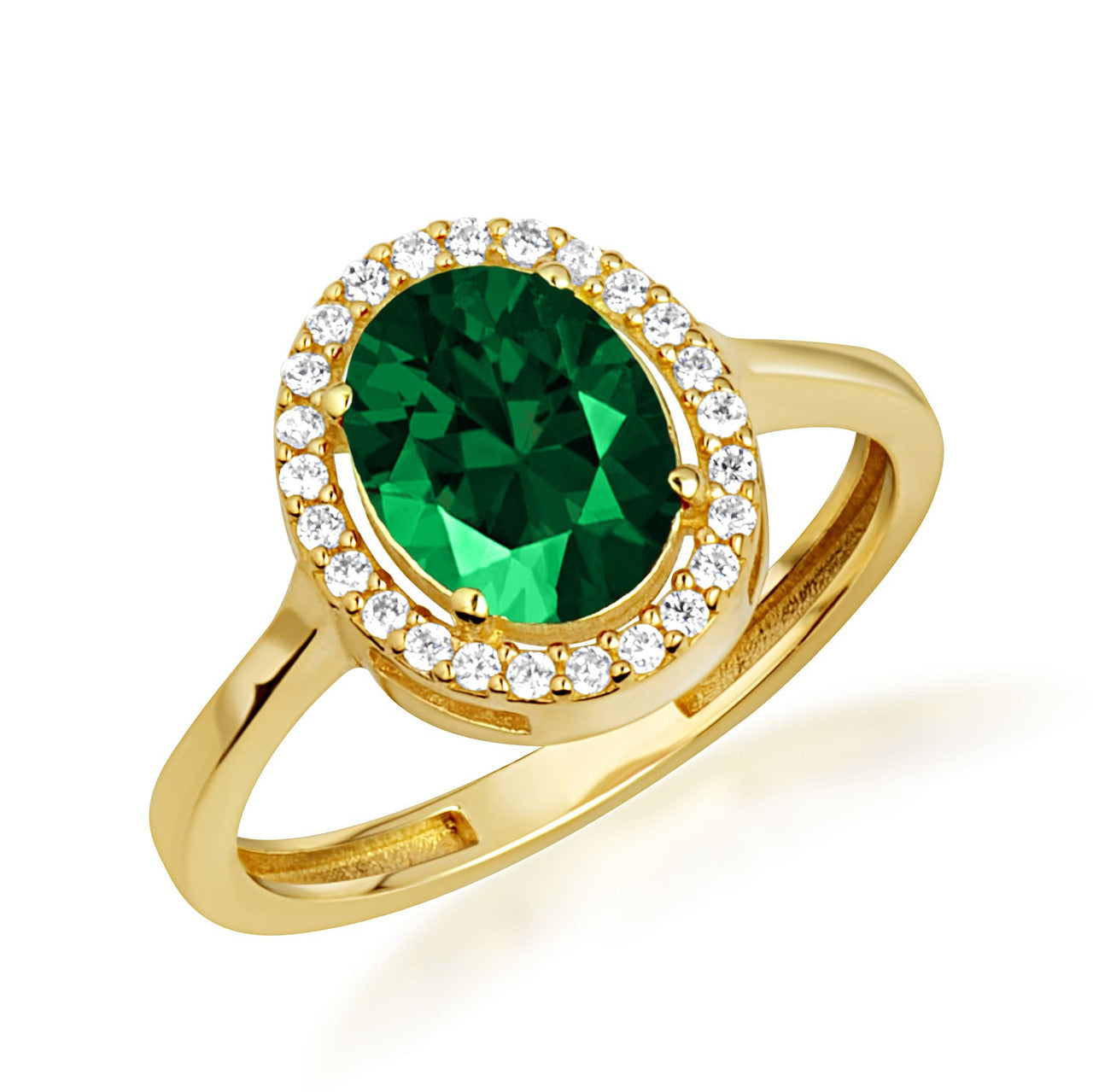 Gold Personalized Halo Birthstone Ring (Available in Yellow/Rose/White Gold)