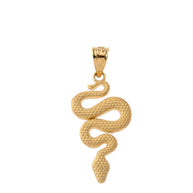 Textured Snake-Serpent Pendant Necklace in Gold (Available in Yellow/Rose/White Gold)