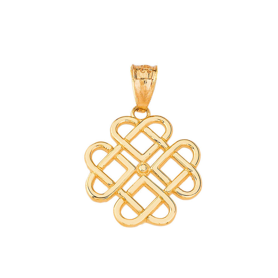 Gold Woven Celtic Hearts Pendant Necklace (Available in Yellow/Rose/White)