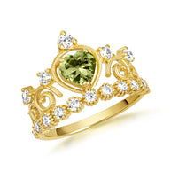 Gold Personalized Heart Cut Birthstone Crown Ring (Available in Yellow /Rose/White Gold)
