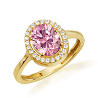 Gold Personalized Halo Birthstone Ring (Available in Yellow/Rose/White Gold)