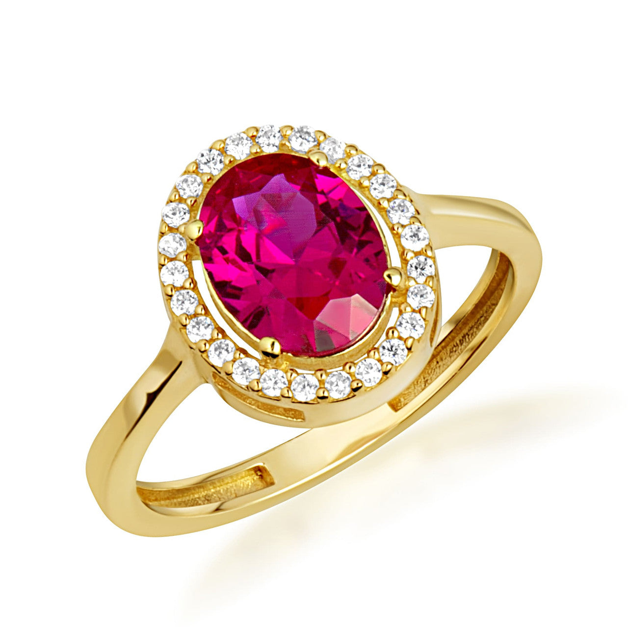 Gold Personalized Halo Birthstone Ring (Available in Yellow/Rose/White Gold)