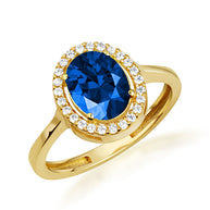 Gold Personalized Halo Birthstone Ring (Available in Yellow/Rose/White Gold)