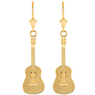Musical Acoustic Band Guitar Leverback Earrings (Available in Yellow/Rose/White Gold)