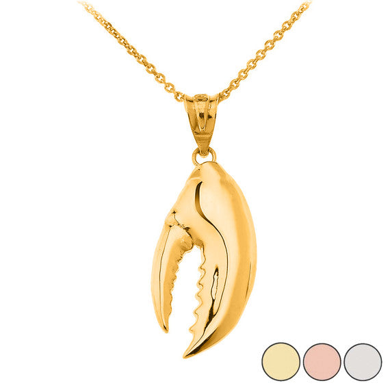 Gold Lobster Claw Pendant Necklace (Available in Yellow/Rose/White Gold)