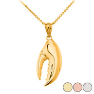 Gold Lobster Claw Pendant Necklace (Available in Yellow/Rose/White Gold)