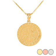 Solid Gold Vegvisir Viking Norse Compass Pendant Necklace (Available in Yellow/Rose/White Gold)