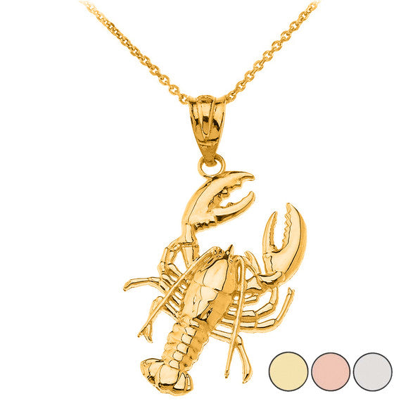 Gold Lobster Ocean Pendant Necklace (Available in Yellow/Rose/White Gold)