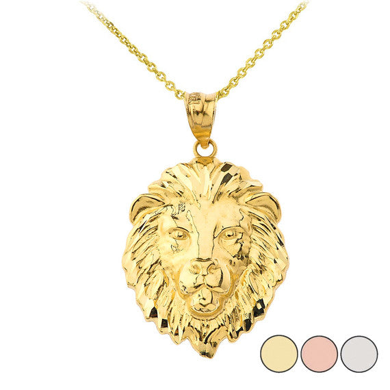 Lion's Head Medium Pendant Necklace (1.32") in Gold (Available in Yellow/Rose/White Gold)