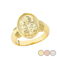 Gold Religious Patron Saint Joseph Oval Signet Ring (Available in Yellow/Rose/White Gold)