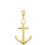 High Polished Sea Anchor Diamond Pendant Necklace in Gold (Available in Yellow/Rose/White Gold)
